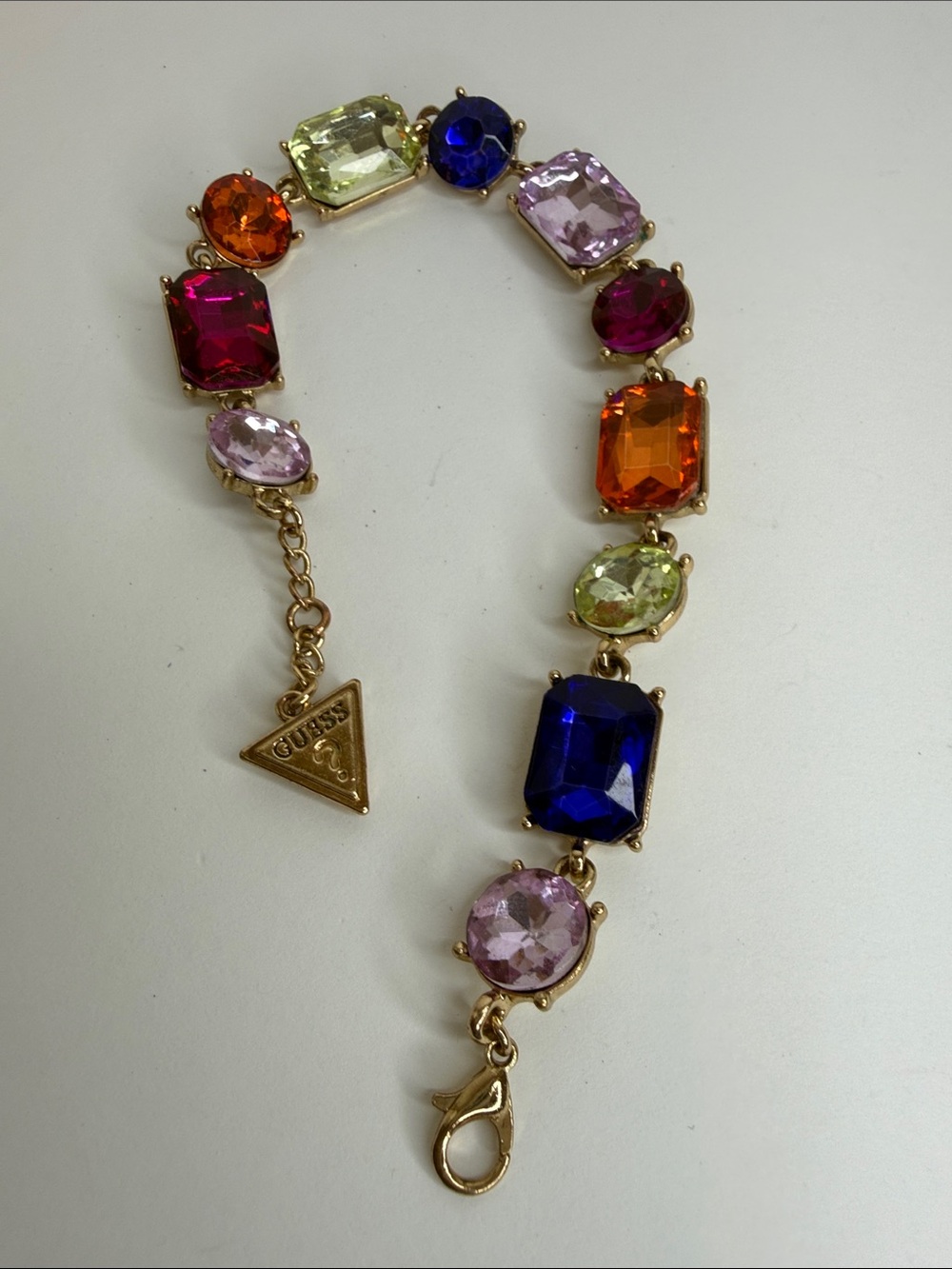 GUESS Gold-Tone Rainbow Mixed Crystal Flex Bracelet